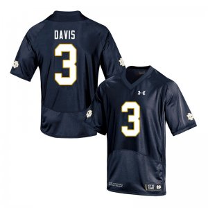 Notre Dame Fighting Irish Men's Avery Davis #3 Navy Under Armour Authentic Stitched College NCAA Football Jersey PBR2299DG